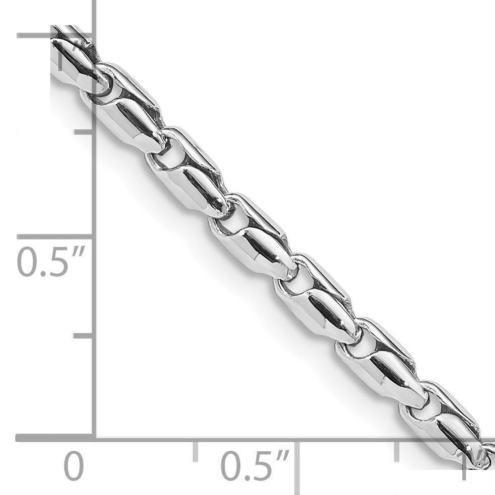 14K White Gold 18 inch 3mm Hand Polished Fancy Link with Lobster Clasp Chain WLK709