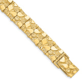 14k Polished and Textured 12.50mm 7 inch Nugget Bracelet NB12