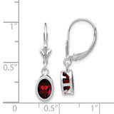 14k White Gold 7x5mm Oval Garnet Dangle Leverback Earrings XLB106WGA