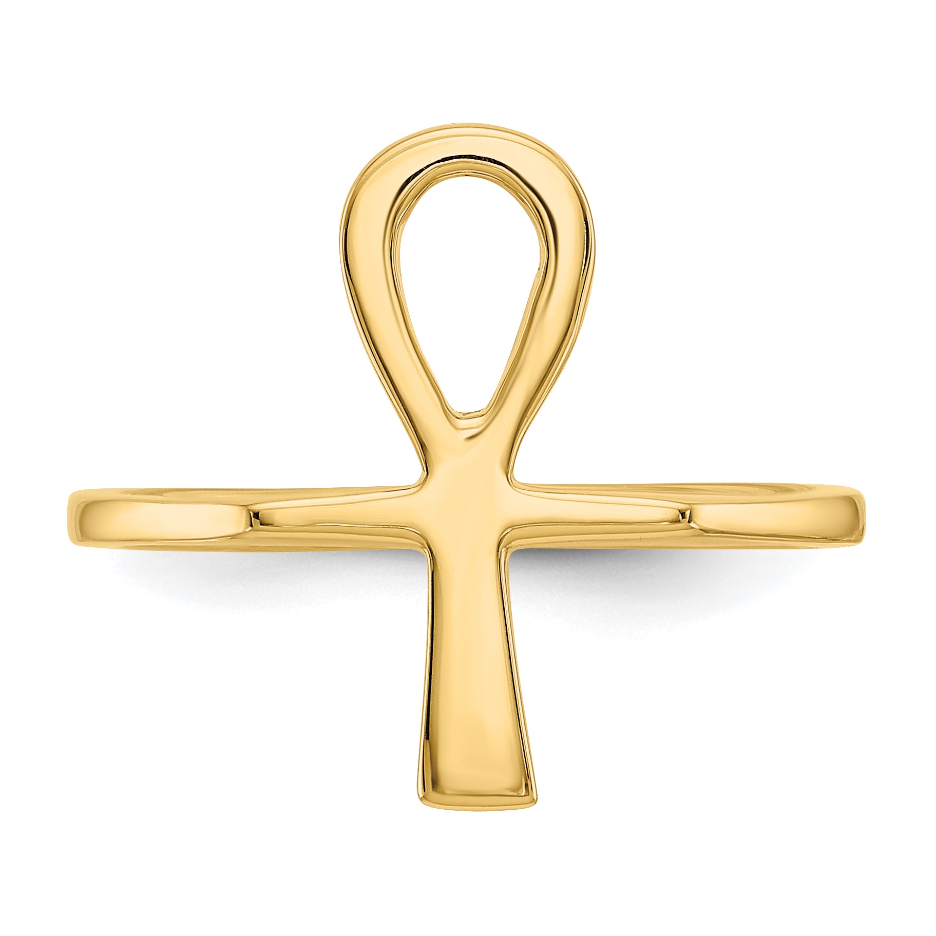 14k Polished Ankh Egyptian Cross Ring R1322