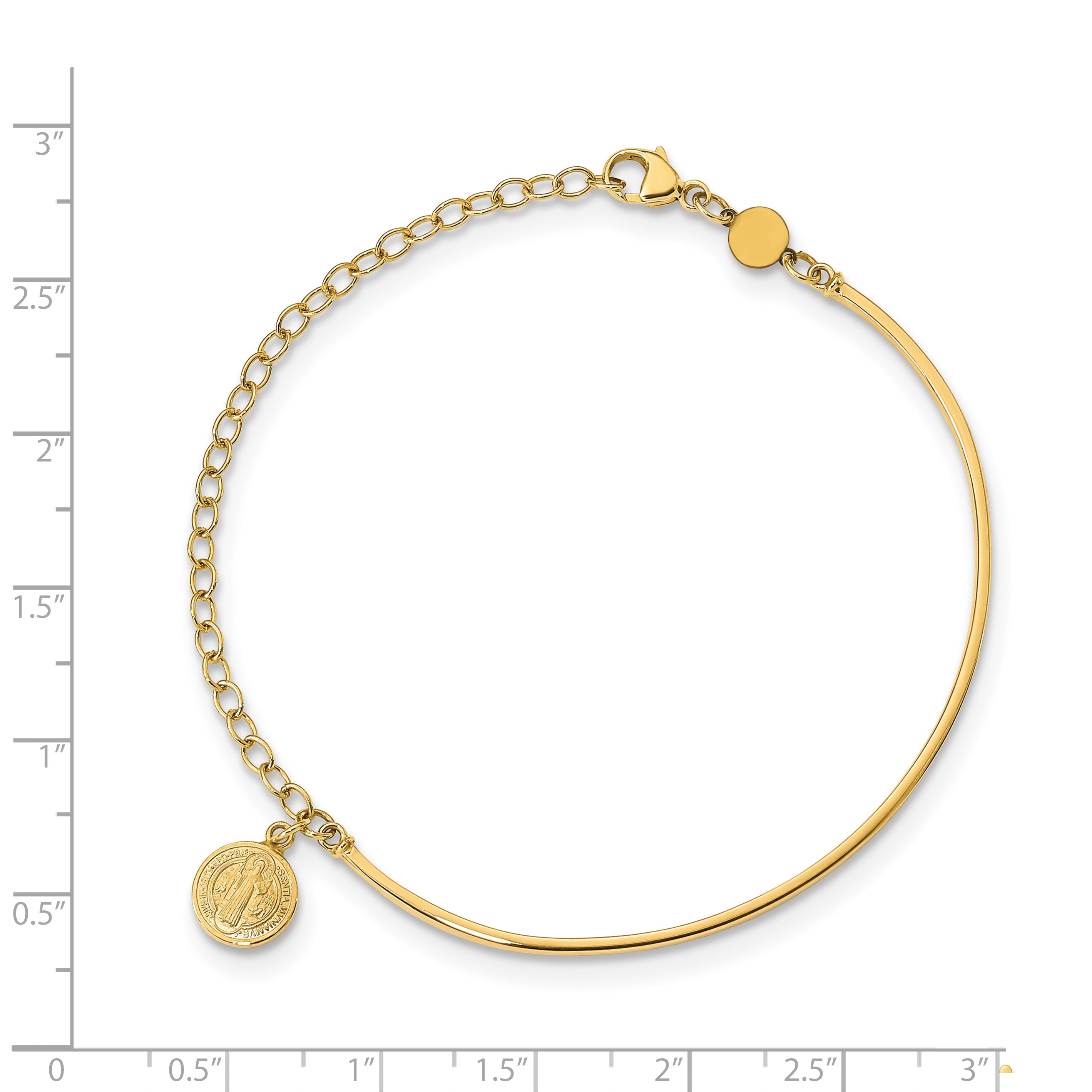 14K Polished St. Benedict Medal Half-Bangle 7 inch Bracelet SF2641