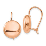 14k Rose Gold 12mm Polished Button Kidney Wire Earrings H1039