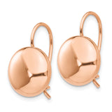 14k Rose Gold 12mm Polished Button Kidney Wire Earrings H1039