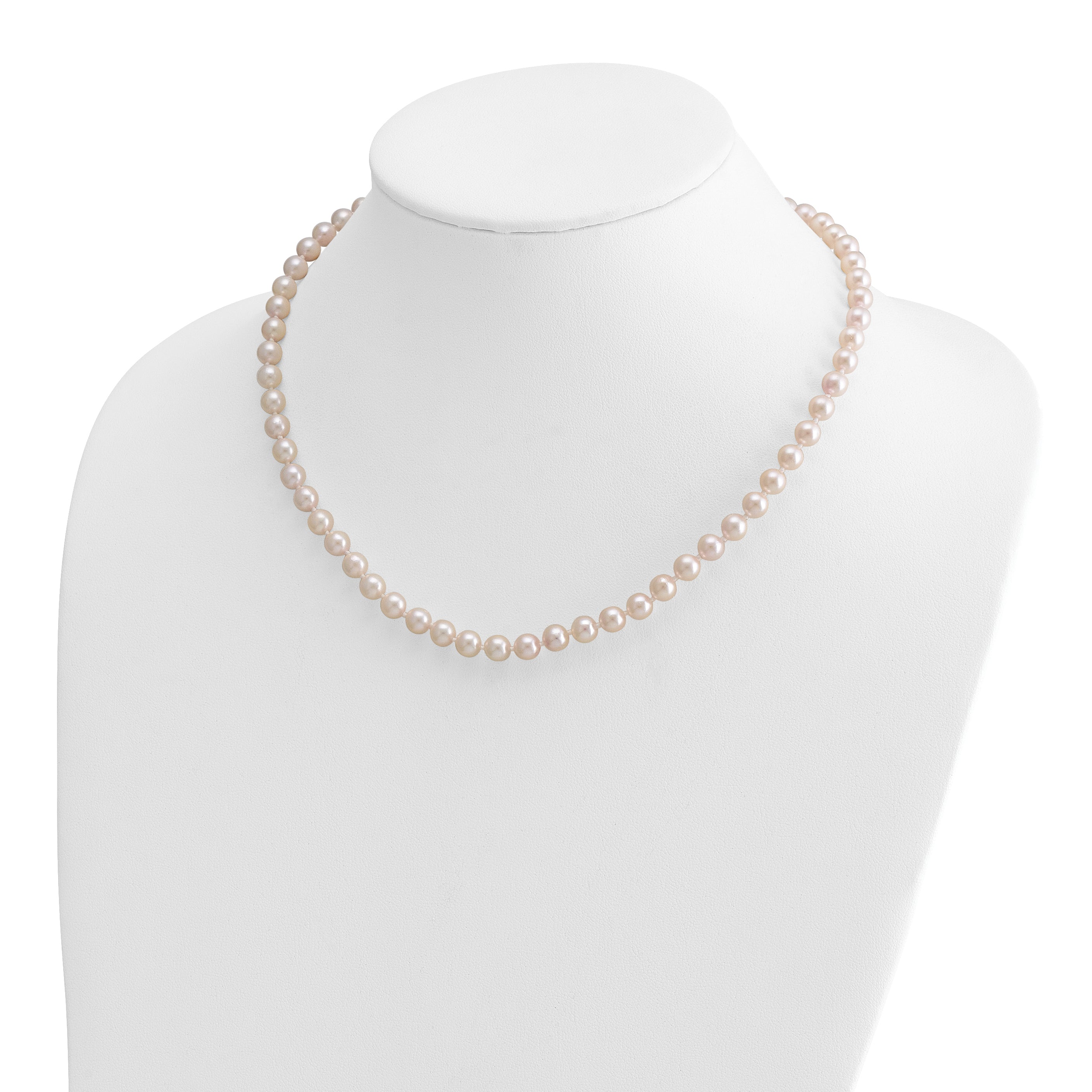 14k 6-7mm White Round Akoya Saltwater Cultured Pearl 16 inch Necklace PL60AA