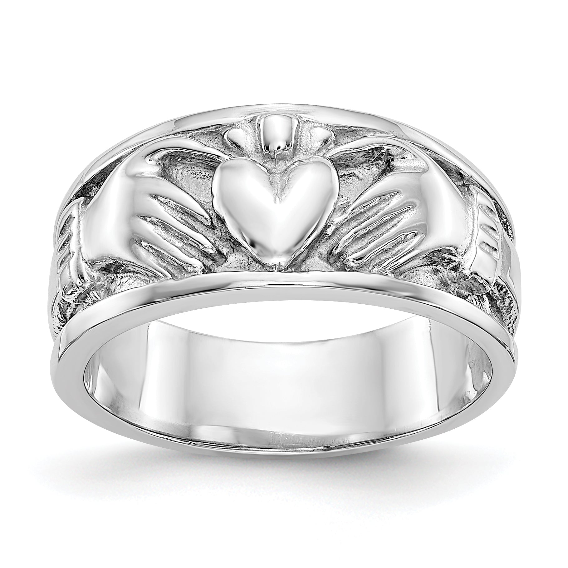 14k White Gold Claddagh Band K565