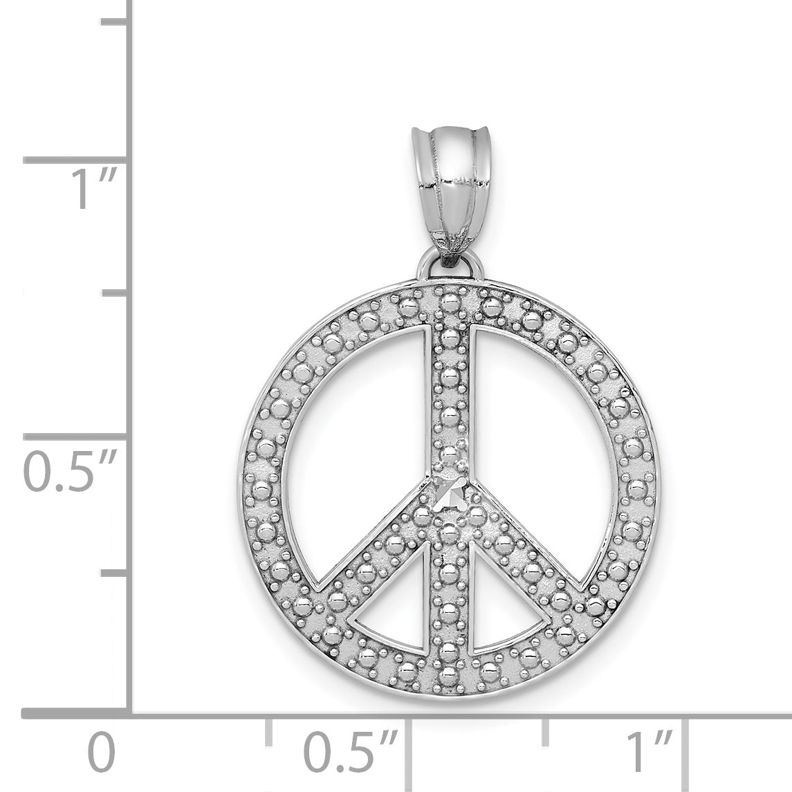 14k White Gold Peace Symbol Pendant K4106