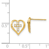 14k Madi K CZ Heart Cross Childrens Post Earrings GK754
