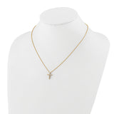 14k White Gold 1/4 carat Diamond Cross Pendant 18 inch Necklace PM1000