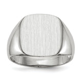 14k White Gold  13.5mm x14.5mm Open Back Men's Signet Ring RS608
