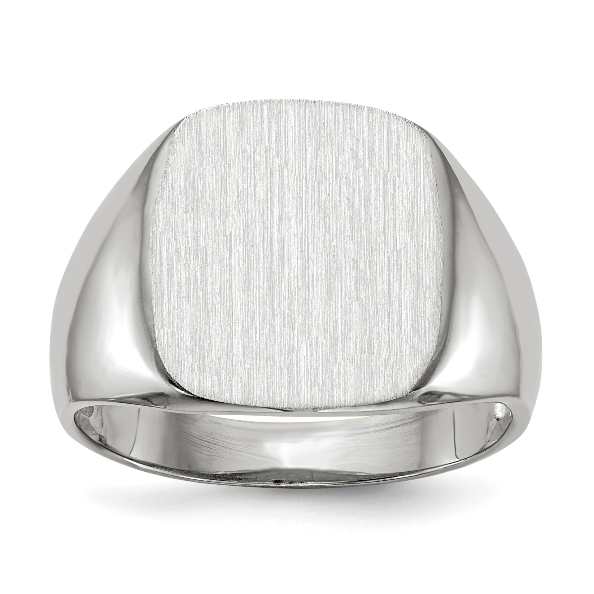 14k White Gold  13.5mm x14.5mm Open Back Men's Signet Ring RS608