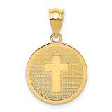 14K Reversible Cross and GOD BLESS Disc Charm K5090