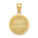 14K Reversible Cross and GOD BLESS Disc Charm K5090