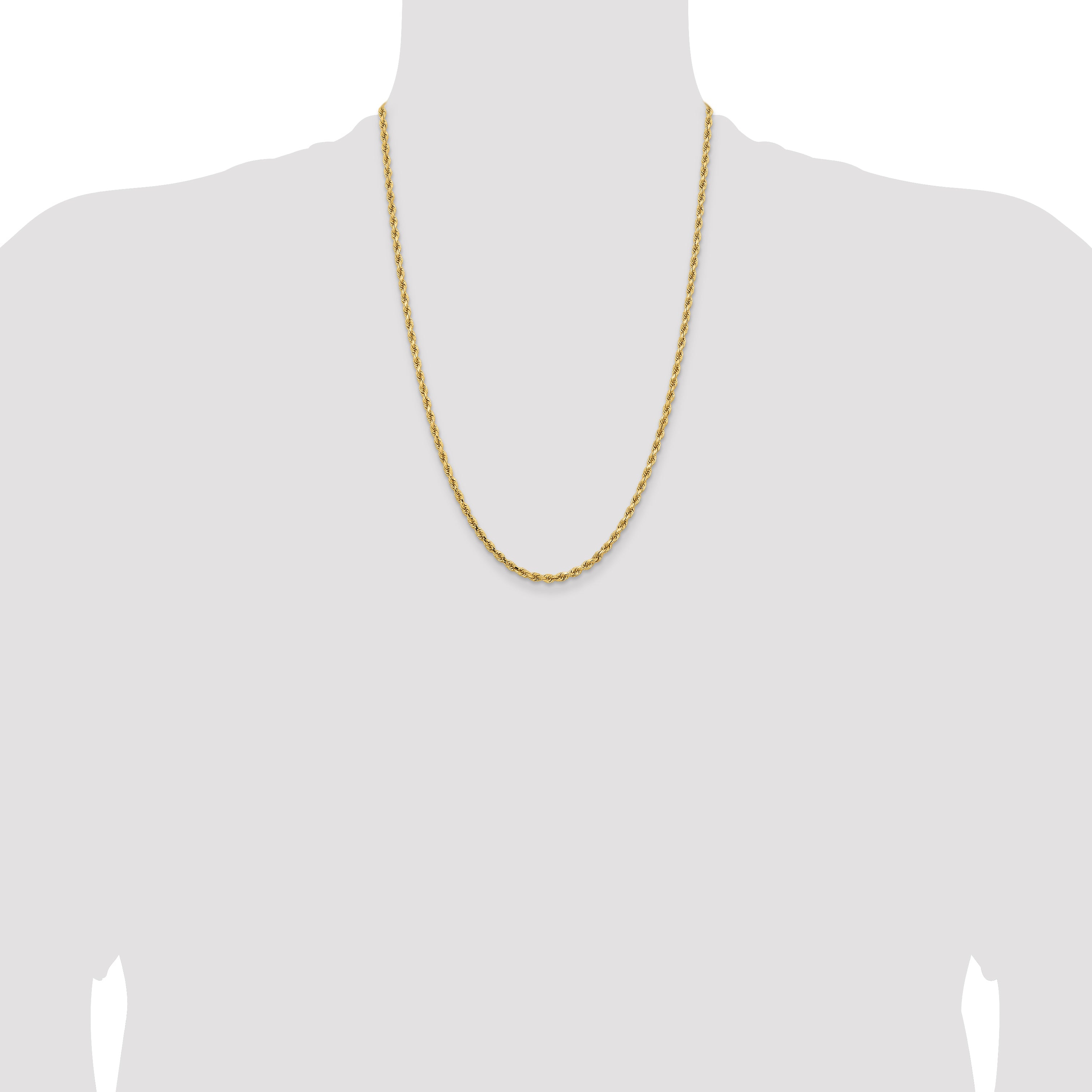 14K 26 inch 3.25mm Diamond-cut Rope with Lobster Clasp Chain 024L