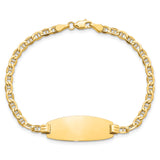 14k Polished Semi-Solid Chain/Solid Plate Anchor Link Oval 25x11.2mm Plate 7 inch ID Bracelet DCID148