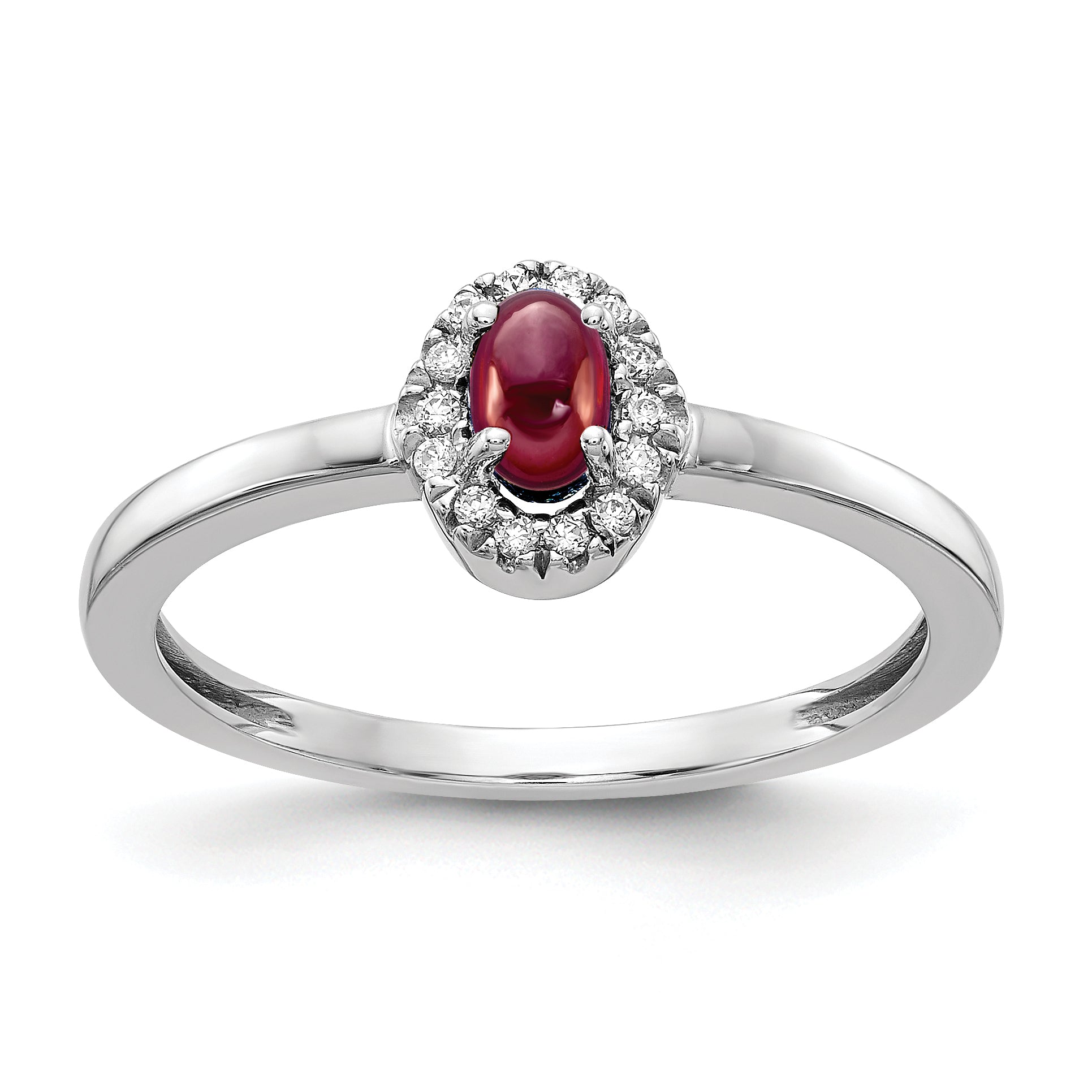 14k White Gold 1/15 carat Diamond and 5x3mm Oval Cabochon Aquamarine Halo Ring RM4035