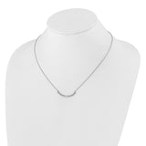 14k White Gold 1/4 carat Diamond Bezel-set Curved Bar 18 inch Necklace PM1005