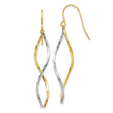 14k Two-tone Twist Dangle French Hook Earrings YE1511