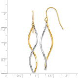 14k Two-tone Twist Dangle French Hook Earrings YE1511