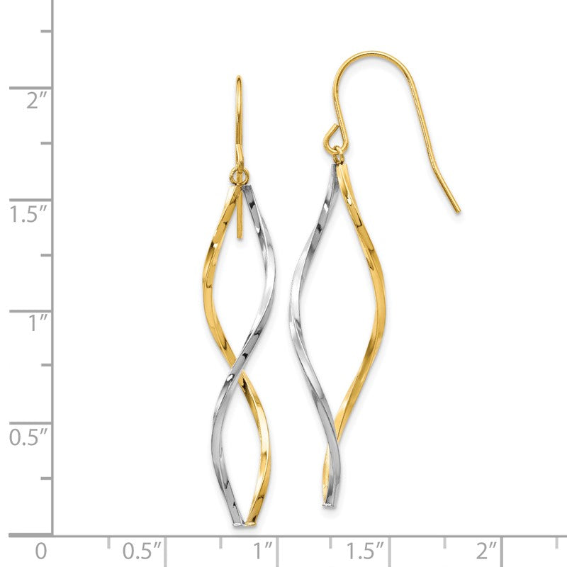 14k Two-tone Twist Dangle French Hook Earrings YE1511