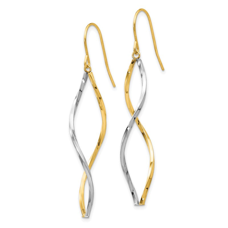 14k Two-tone Twist Dangle French Hook Earrings YE1511