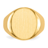 14k 14.5x17.5mm Oval Closed Back Mens Signet Ring RS126