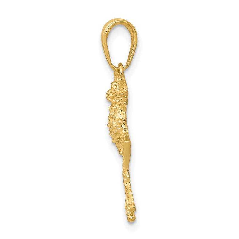 14k Solid Polished Open-Backed Frog Pendant D1412