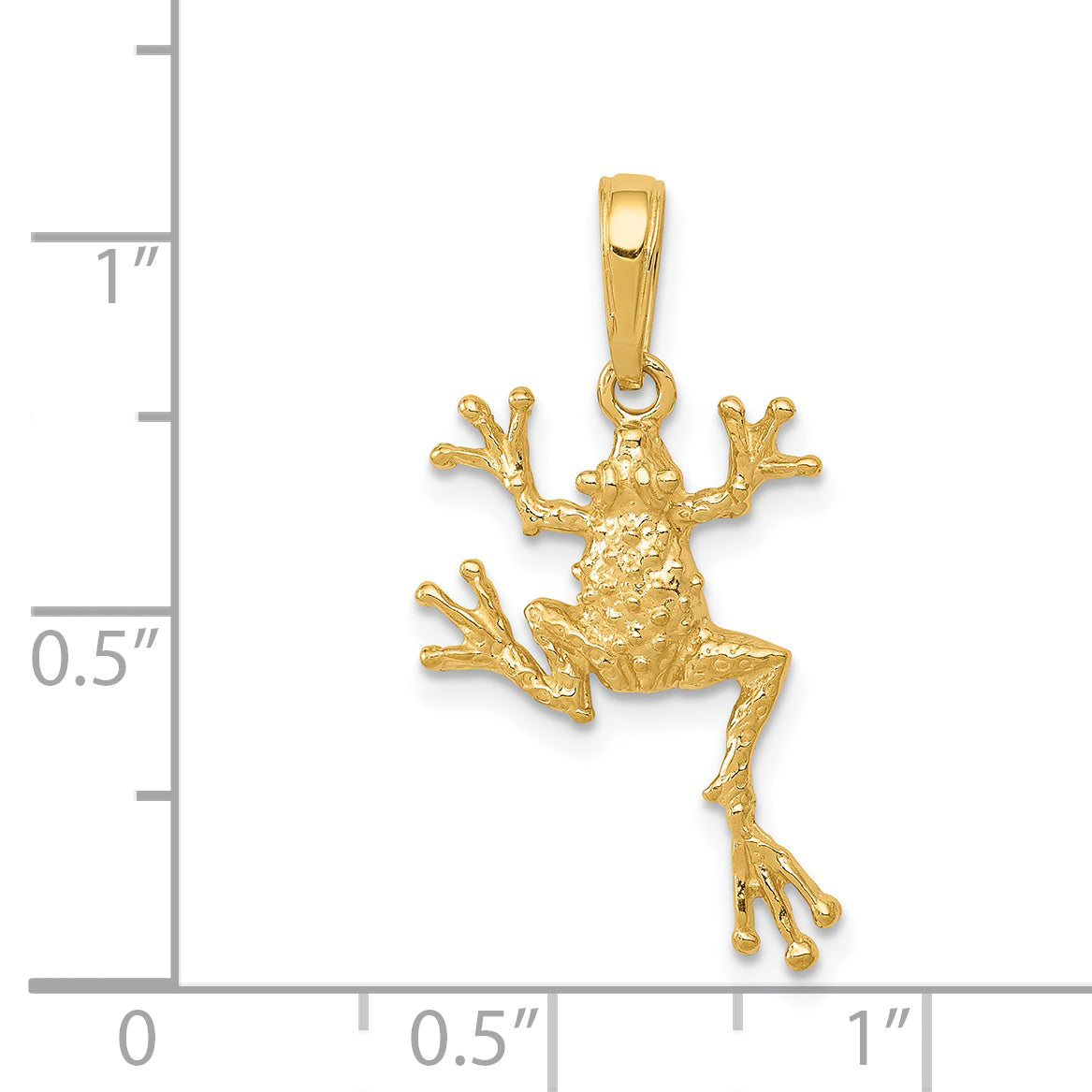 14k Solid Polished Open-Backed Frog Pendant D1412
