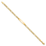 14k Polished Semi-Solid Chain/Solid Plate Figaro Link Soft Diamond Shape 19.5x5.5mm Plate 6 inch Baby/Child ID Bracelet DCID140C