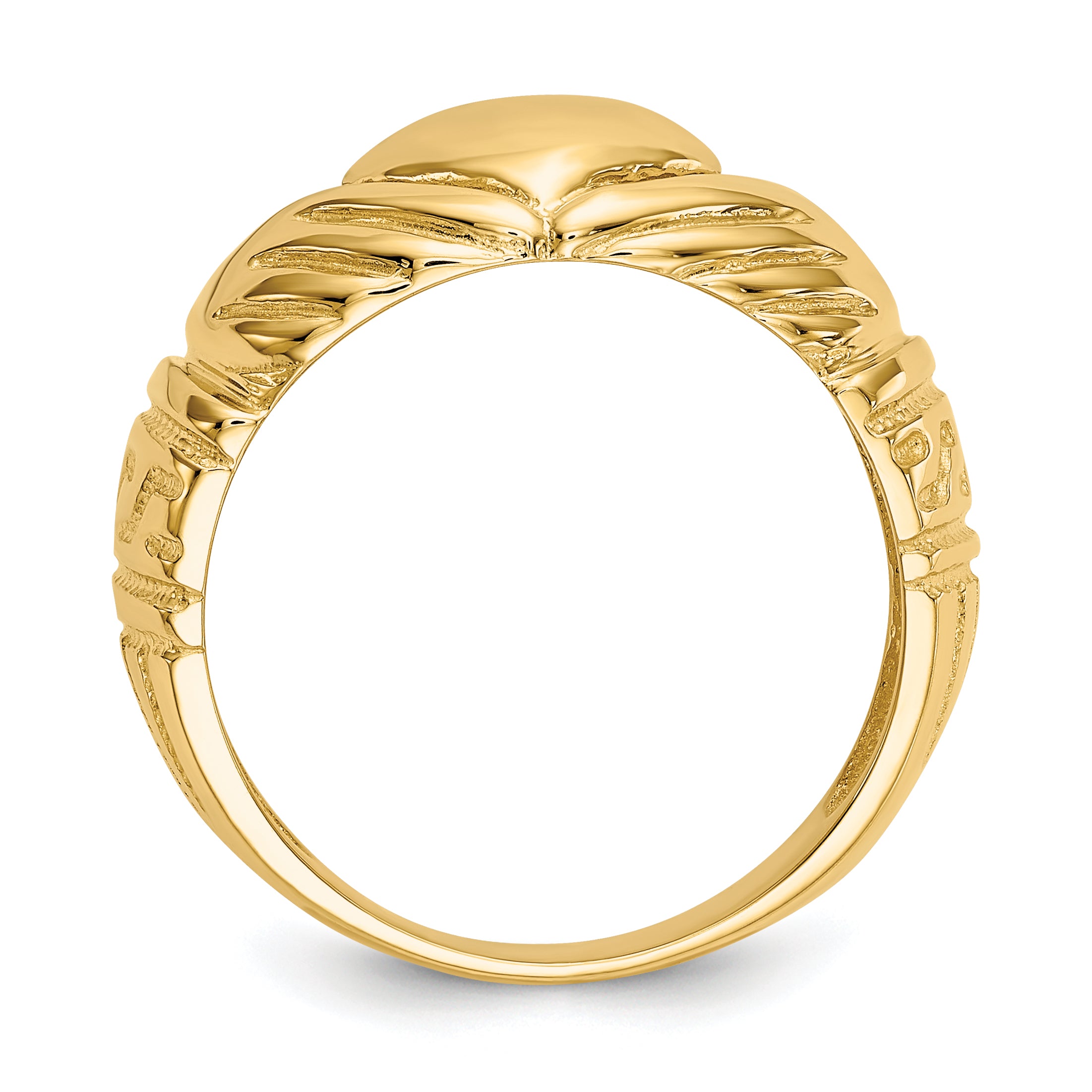 14k Polished Mens Domed Claddagh Ring D983