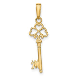 14K Polished 3-D Hearts Key Charm D1068