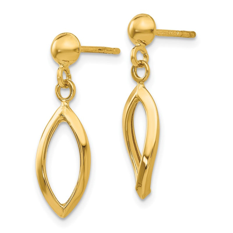 14k Twisted Oval Dangle Post Earrings TL899