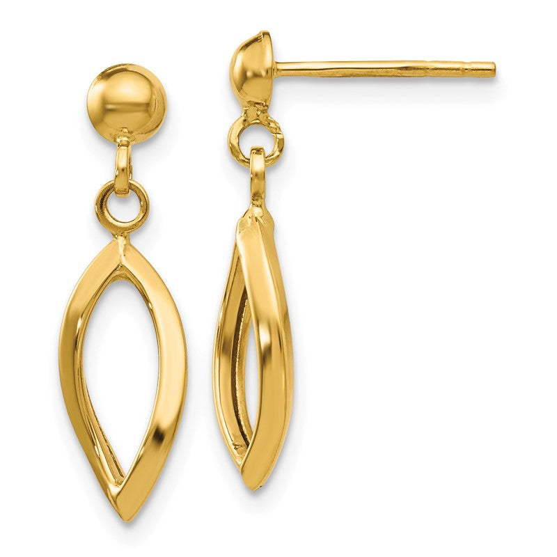 14k Twisted Oval Dangle Post Earrings TL899