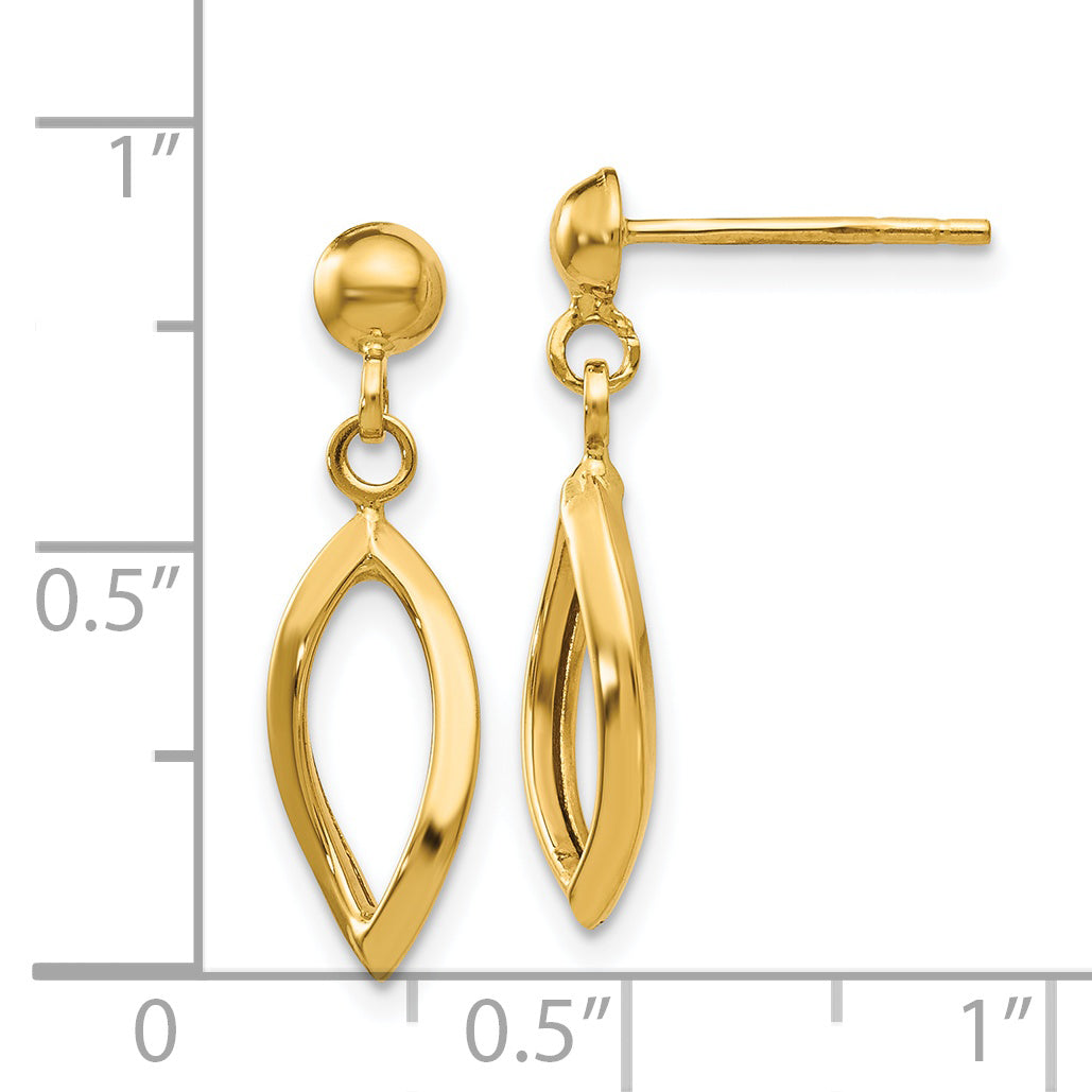 14k Twisted Oval Dangle Post Earrings TL899