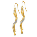 14k Polished Glitter-Infused Spiral Dangle French Hook Earrings TH934