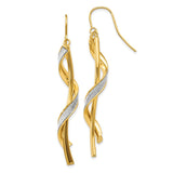 14k Polished Glitter-Infused Spiral Dangle French Hook Earrings TH934