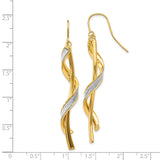 14k Polished Glitter-Infused Spiral Dangle French Hook Earrings TH934