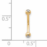14k 16 Gauge CZ Eyebrow Jewelry BD127