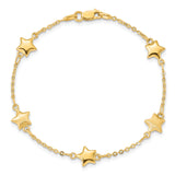 14K Brushed and Polished Puffed Stars 5-Station 7 inch Bracelet FB1546