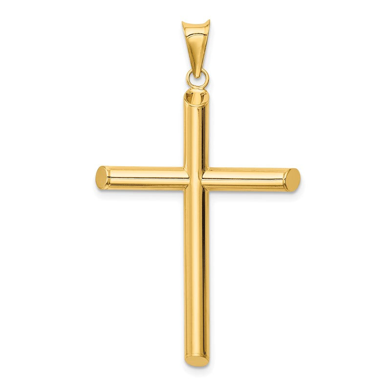 14k Polished Tube Cross Pendant K6181