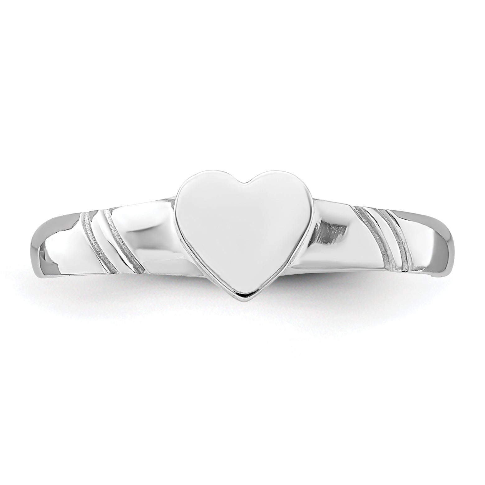 14K White Gold 5.0x5.0mm Closed Back Size 3 Childs Heart Signet Ring D4746
