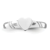 14K White Gold 5.0x5.0mm Closed Back Size 3 Childs Heart Signet Ring D4746