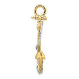 14k Two-tone 3-D Large Anchor with Entwined Rope Accent Pendant K1892