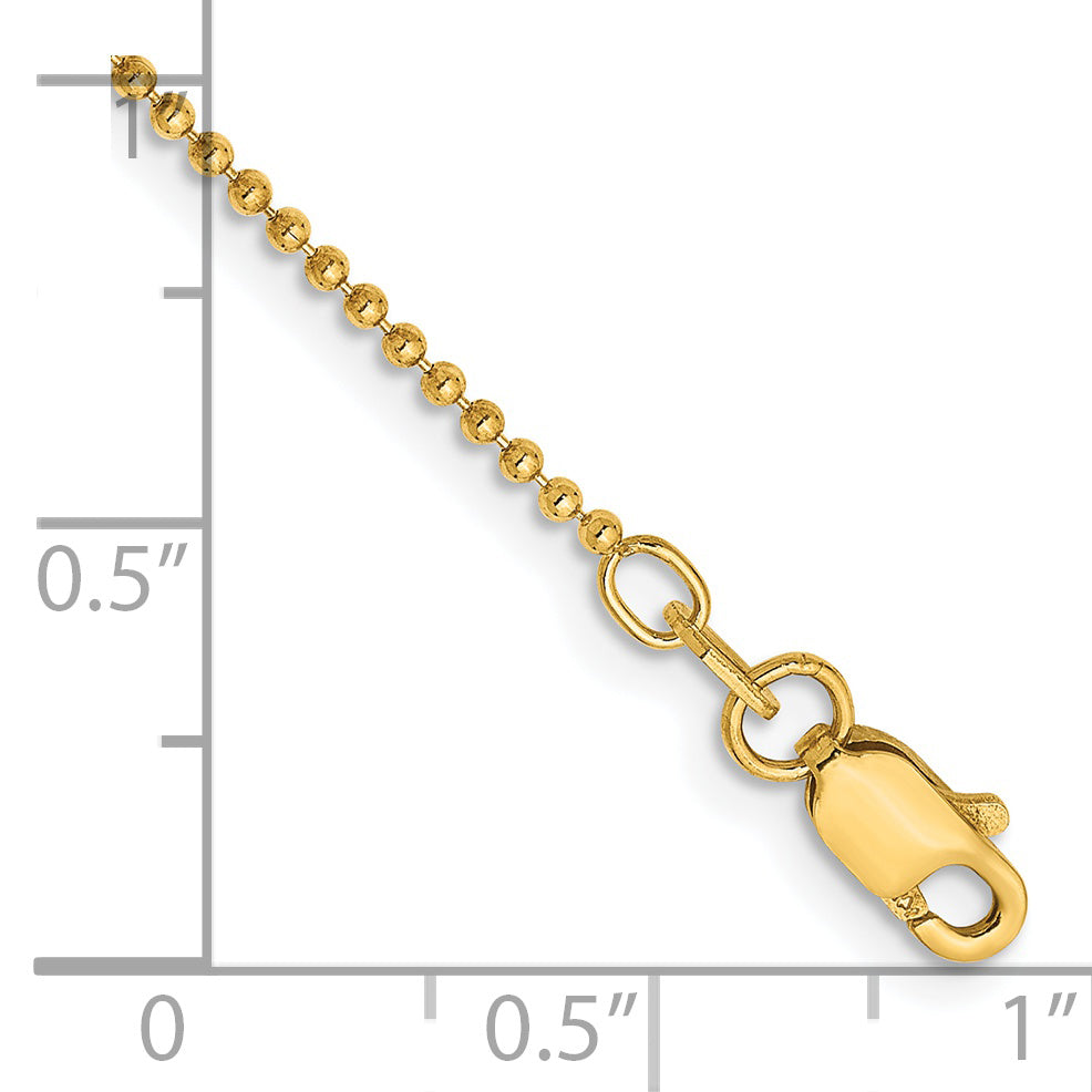14K 10 inch 1.2mm Diamond-cut Beaded with Lobter Clasp Anklet PEN247