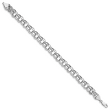 14k White Gold 9.5mm Hollow Double Link 7.25 inch Charm Bracelet WSD5