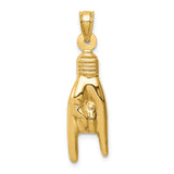 14K 3-D Hollow Rock On Sign Charm K6392