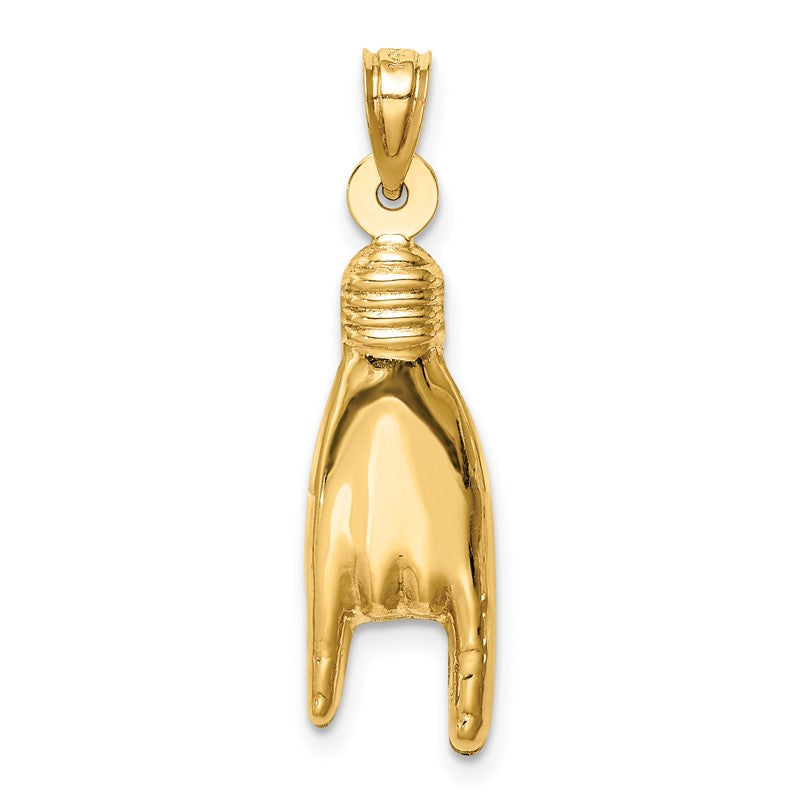14K 3-D Hollow Rock On Sign Charm K6392