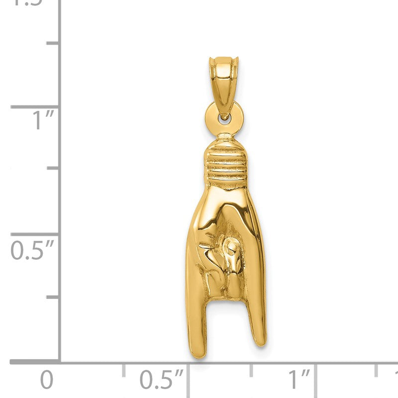 14K 3-D Hollow Rock On Sign Charm K6392