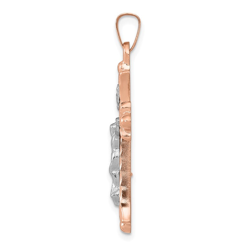 14k Two-tone Hollow Crucifix Pendant XR1236