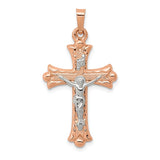 14k Two-tone Hollow Crucifix Pendant XR1236