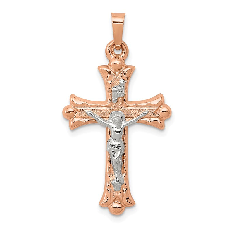 14k Two-tone Hollow Crucifix Pendant XR1236